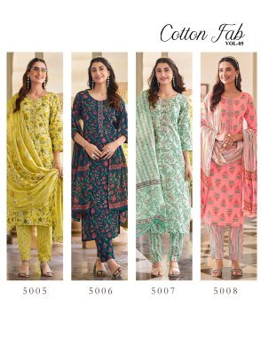 Cotton Fab vol 5 by Radhika lifestyle Cotton Printed top bottom and dupatta catalogue readymade suit catalogs