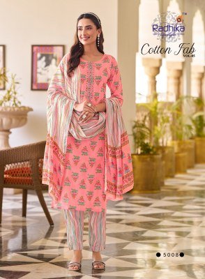 Cotton Fab vol 5 by Radhika lifestyle Cotton Printed top bottom and dupatta catalogue readymade suit catalogs