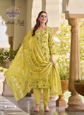 Cotton Fab vol 5 by Radhika lifestyle Cotton Printed top bottom and dupatta catalogue readymade suit catalogs