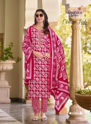 Cotton Fab vol 5 by Radhika lifestyle Cotton Printed top bottom and dupatta catalogue readymade suit catalogs
