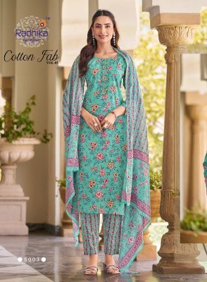 Cotton Fab vol 5 by Radhika lifestyle Cotton Printed top bottom and dupatta catalogue readymade suit catalogs