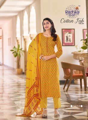 Cotton Fab vol 5 by Radhika lifestyle Cotton Printed top bottom and dupatta catalogue readymade suit catalogs