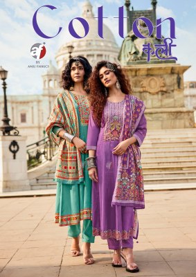 Cotton Kali by Anju fabric Pre Cotton Hand work flared kurti bottom and dupatta catalogue at affordable rate Anju Fabrics