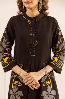 Cotton Natural Flex Co-ord Set Placement Print Center Kali Neck Work Size wise Combo Set