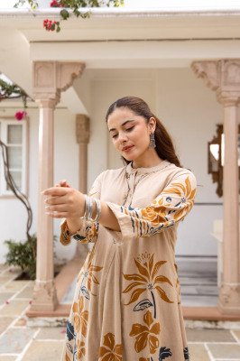 Cotton Natural Flex Co-ord Set Placement Print Center Kali Neck Work Size wise Combo Set