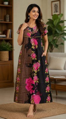 Cotton Printed Nighty XXL Half Sleeve Round Neck wholesale catalogs