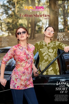 Cotton Shorties vol 7 by Tips and tops Premium Cotton Foil printes Kurti catalogue at affordable rate Tips and tops