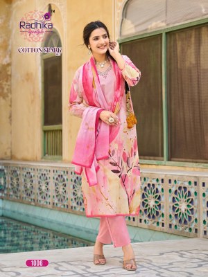 Cotton Spark vol 1 by Radhika Lifestyle Heavy Cotton Placement printed top bottom with dupatta catalogue  readymade suit catalogs