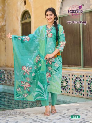 Cotton Spark vol 1 by Radhika Lifestyle Heavy Cotton Placement printed top bottom with dupatta catalogue  readymade suit catalogs