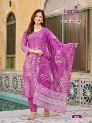 Cotton Spark vol 1 by Radhika Lifestyle Heavy Cotton Placement printed top bottom with dupatta catalogue  readymade suit catalogs