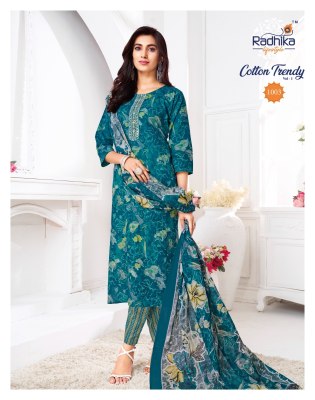 Cotton Trendy vol 1 by Radhika lifestyle Pre Cotton Printed kurti pant with dupatta collection readymade suit catalogs