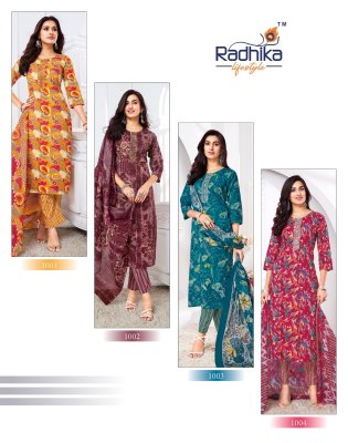 Cotton Trendy vol 1 by Radhika lifestyle Pre Cotton Printed kurti pant with dupatta collection readymade suit catalogs
