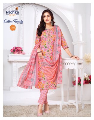 Cotton Trendy vol 1 by Radhika lifestyle Pre Cotton Printed kurti pant with dupatta collection readymade suit catalogs