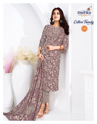 Cotton Trendy vol 1 by Radhika lifestyle Pre Cotton Printed kurti pant with dupatta collection readymade suit catalogs