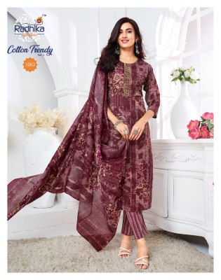 Cotton Trendy vol 1 by Radhika lifestyle Pre Cotton Printed kurti pant with dupatta collection readymade suit catalogs