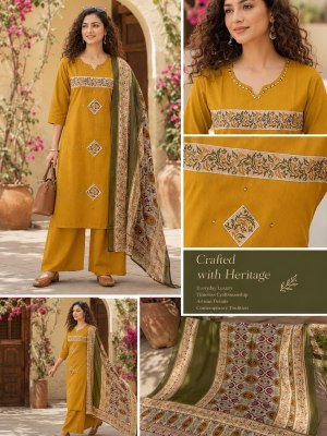 Crafted with Heritage Daboo Cotton 3-Piece Kurti Pant with Cotton Dupatta Size wise Combo Set