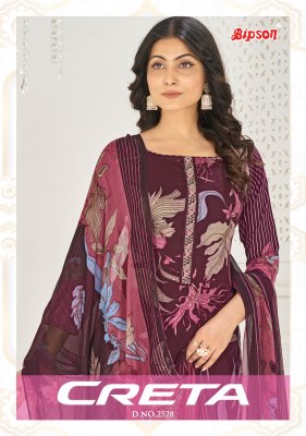 Creta by Bipson Prints pure cotton foil print unstitched dress material catalogue Bipson