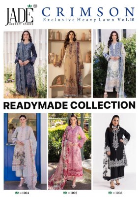 Crimson vol 10 by Jade Heavy Lawn Cotton Pakistani suit collection with affordable rate  pakistani suit catalogs