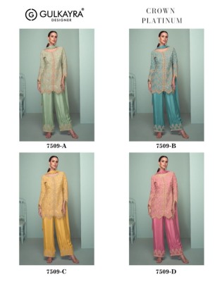 Crown Platinum by Gulkayra Designer Real Chinon Short top with bottom and dupatta catalogue in affordable rate readymade suit catalogs