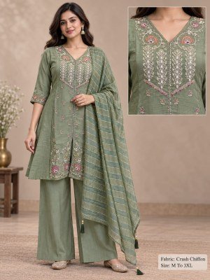 Crush Chiffon 3-Piece Short Palazzo Set 