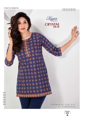 Crystal  vol 4 by Mayur creation Affordable range Tunic top printed for all day comfort western wear catalogs