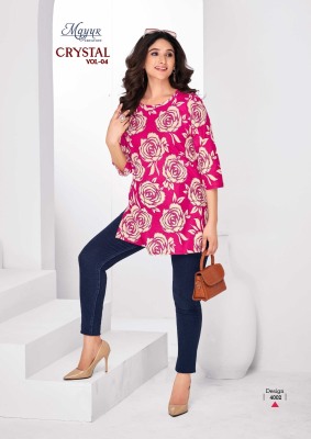 Crystal  vol 4 by Mayur creation Affordable range Tunic top printed for all day comfort western wear catalogs