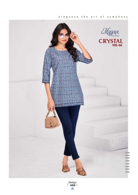 Crystal  vol 4 by Mayur creation Affordable range Tunic top printed for all day comfort western wear catalogs