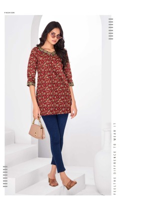 Crystal  vol 4 by Mayur creation Affordable range Tunic top printed for all day comfort western wear catalogs