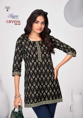 Crystal  vol 4 by Mayur creation Affordable range Tunic top printed for all day comfort western wear catalogs