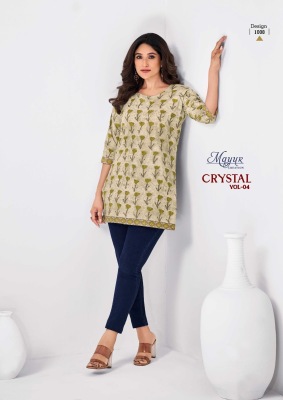 Crystal  vol 4 by Mayur creation Affordable range Tunic top printed for all day comfort western wear catalogs