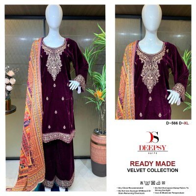 D 566 ABCD by Deepsy suit Velvet embroidered designer readymade suit catalogue at amavi expo readymade suit catalogs