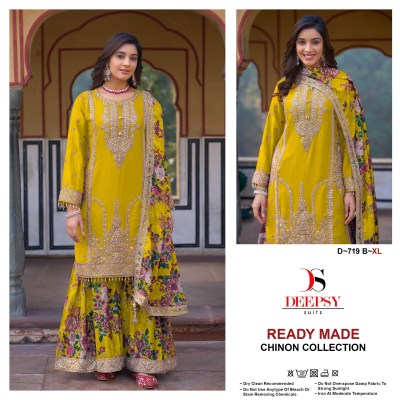 D -719 ABC by Deepsy Suits pure chinon embroidered sharara suit catalogue at low rate fancy sharara suit Catalogs