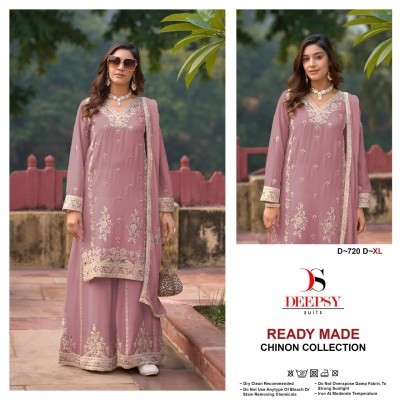 D 720 ABCD by Deepsy suits Pure Chinon Embroidered Palazzo suit catalogue at low rate  readymade suit catalogs