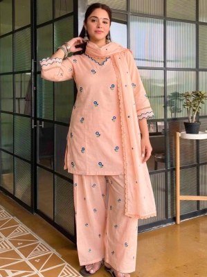 D.N. 043 Mul Chandheri Designer Kurti with Farshi Palazzo & Dupatta Set wholesale catalogs