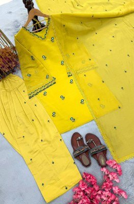 D.N. 043 Mul Chandheri Designer Kurti with Farshi Palazzo & Dupatta Set Fancy Palazzo suit catalogue