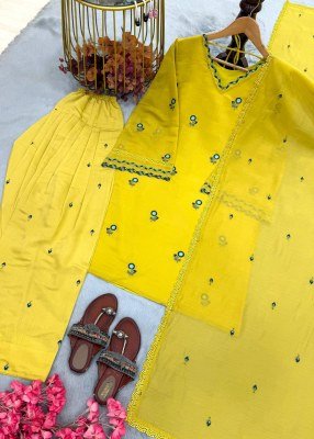 D.N. 043 Mul Chandheri Designer Kurti with Farshi Palazzo & Dupatta Set Fancy Palazzo suit catalogue