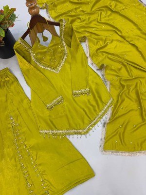 D.N. 054 Fully Stitched Roman Glass Real Mirror Work Palazzo 3-Piece Set Fancy Palazzo suit catalogue