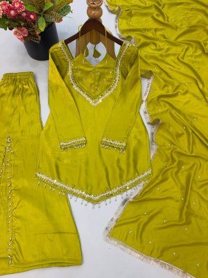 D.N. 054 Fully Stitched Roman Glass Real Mirror Work Palazzo 3-Piece Set Fancy Palazzo suit catalogue