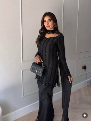 D.N. 1187 Black Rangoli Silk Kurti Palazzo with Rangoli Silk Dupatta Fancy Palazzo suit catalogue