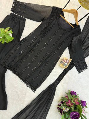 D.N. 1187 Black Rangoli Silk Kurti Palazzo with Rangoli Silk Dupatta Fancy Palazzo suit catalogue