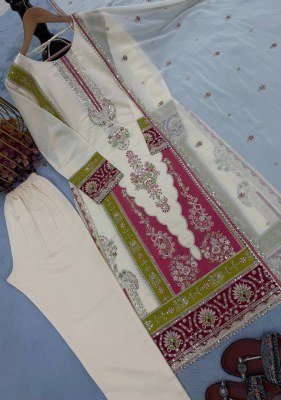 D.N. 238 Pure Roman Silk Kurti Bottom with Georgette Dupatta Set kurti pant with dupatta Catalogs
