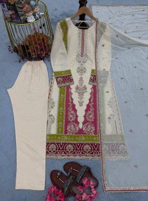 D.N. 238 Pure Roman Silk Kurti Bottom with Georgette Dupatta Set kurti pant with dupatta Catalogs