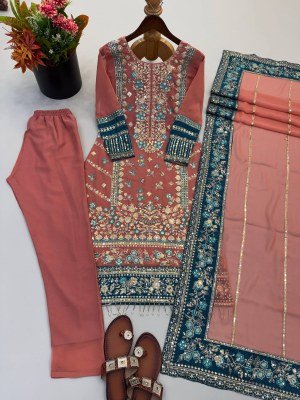 D.N. 3175 Fox Embroidered Kurti Pant with Dupatta readymade suit catalogs