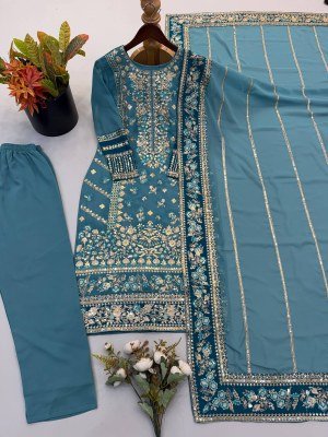 D.N. 3175 Fox Embroidered Kurti Pant with Dupatta readymade suit catalogs