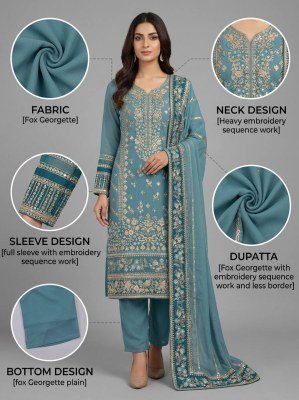 D.N. 3175 Fox Embroidered Kurti Pant with Dupatta readymade suit catalogs