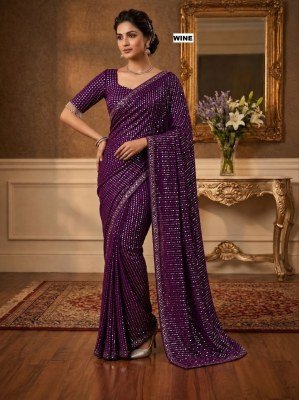 D.N. 3452 Heavy Faux Georgette Saree with 5MM Sequins & Multi Embroidery Work sarees catalogs