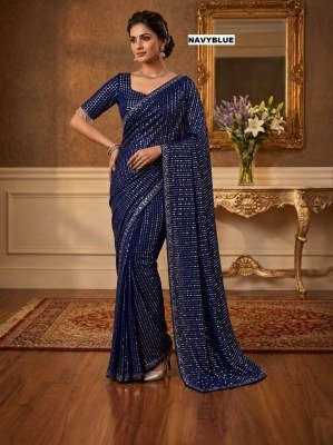 D.N. 3452 Heavy Faux Georgette Saree with 5MM Sequins & Multi Embroidery Work sarees catalogs