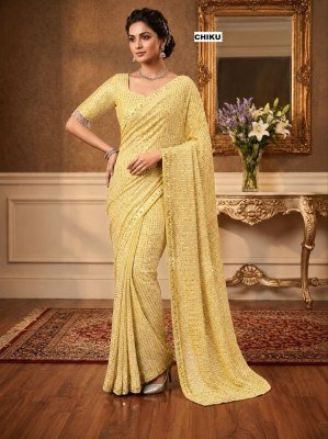 D.N. 3452 Heavy Faux Georgette Saree with 5MM Sequins & Multi Embroidery Work sarees catalogs