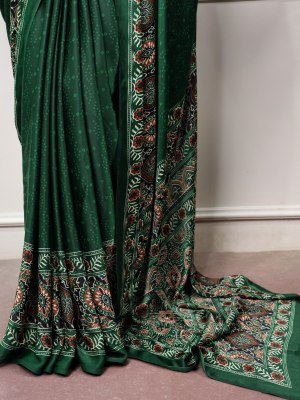 D.N. 7039 Satin Silk Ajrakh Print Saree with Unstitched Blouse  sarees