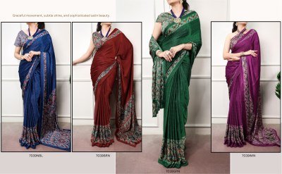 D.N. 7039 Satin Silk Ajrakh Print Saree with Unstitched Blouse  sarees